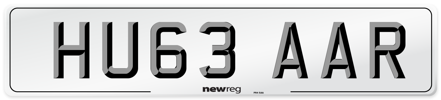 HU63 AAR Number Plate from New Reg